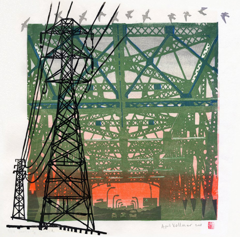 Moku Hanga print "Migration" ©2008 April Vollmer, from www.aprilvollmer.com