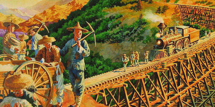 detail of watercolor illustration for Coolies © Chris Soentpiet