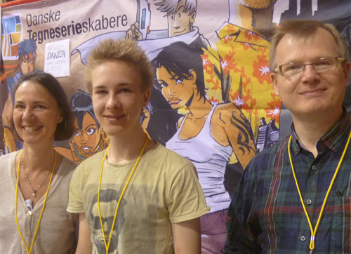 Sussi Bech,Thomas, Frank Madsen of the Danish Cartoonists Guild.