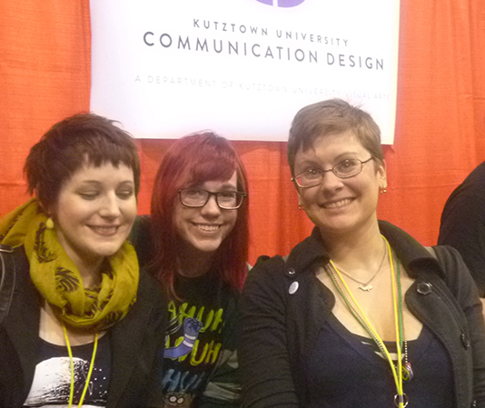 3 talented KU illustratos at MOCCA '13. Hannah Stephey, Lauren Gillespie, and Mellen.