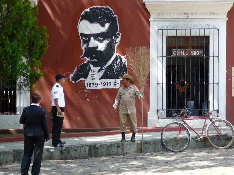 Oaxaca Street scene, art by Arte Jaguar. photo ©K.McCloskey
