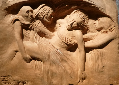 14. Jesus is taken down from the cross. (detail, Q.. in lower right corner)