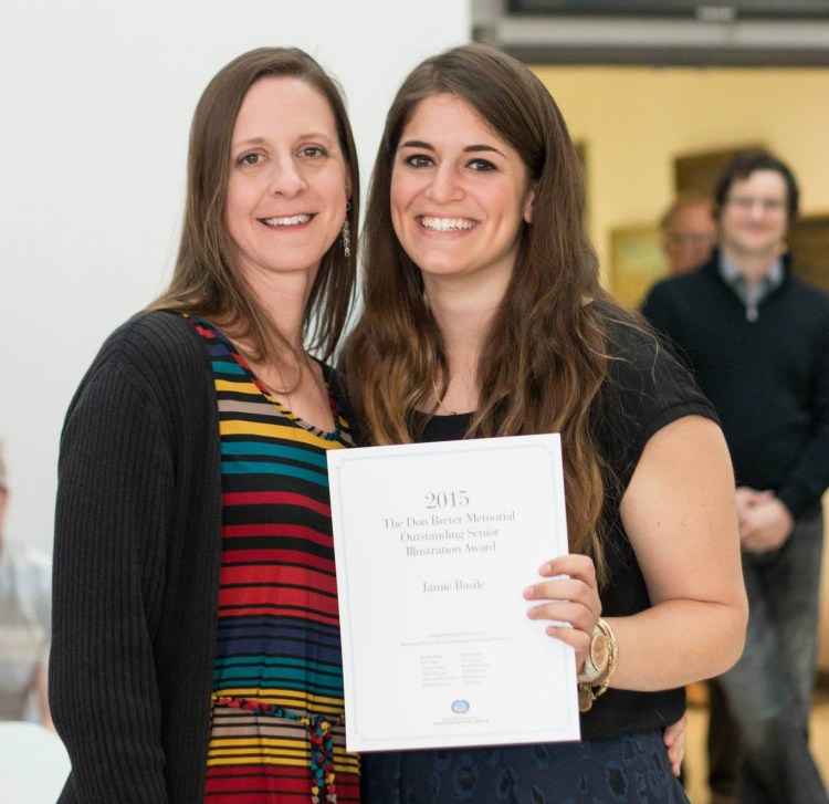 Prof. Denise Bosler presenting award to Jamie Basile.