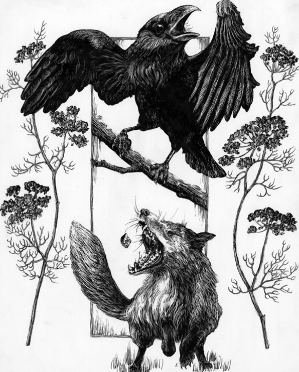 Aesop's Fable, the crow and the fox © 2015 Sierra Fry.